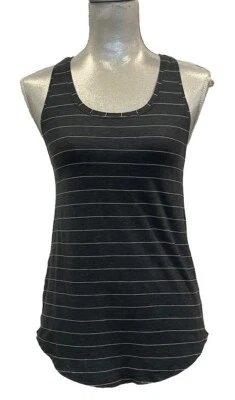 Regata Love listrada preta e branca Lululemon, plissada em algodão Pima, tamanho 4/6 - Imagem 1 de 4