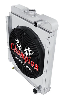 Radiador RR Champion 3 filas paso inferior, ventilador de 16", cubierta-1961-1967 Ford Econoline Foto 1 de 4