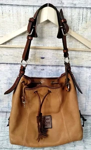 Dooney & Bourke Drawstring Bucket Shoulder Bag Brown Purse 12x10x6” - Picture 1 of 24