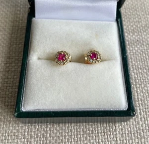 Astley Clarke Ruby & Diamond Halo Stud Earrings - Picture 1 of 10