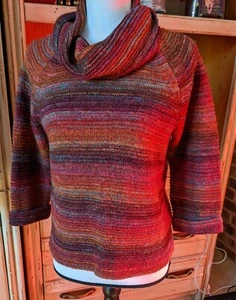 Multi-color textured knit sweater - 3/4 cuffed sleeves - by Leo & Nicole (Sz PM) - Picture 1 of 8