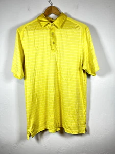 Callaway Men Polo Shirt Size M Yellow White Striped Breathable Golf Golfer Adult - Picture 1 of 13