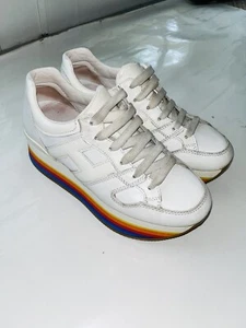 Hogan 1717J sneaker donna white 86 H421 scarpe rainbow shoe woman Sz 38 - Picture 1 of 8
