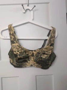Curve Muse Bra 36C Green Gold Floral Lace Wire Free New With Tag - Picture 1 of 5
