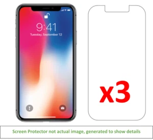 3x iPhone X/Xs Anti-Scratch Screen Protector w/ cloth