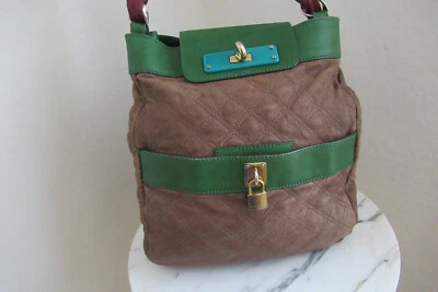  Auténtico Marc by Jacobs Hobo Acolchado Cuero Verde y Marrón Ret$1015 ¡Qué Ganga! Foto 1 de 4