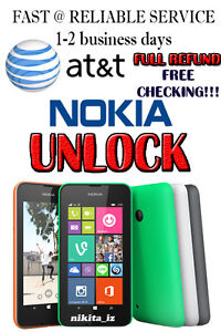 AT&T Nokia Lumia 520 635 640 820 830 900 920 1520 2520 Code Unlock Service