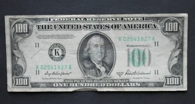 1950 B $100 Federal Reserve Note/Dallas/F-2159K/significant circ./Free Shipping - Image 1 of 4