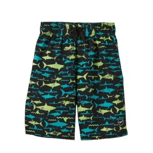 Speedo Boys Shark Print Swim Trunks Black Size M - Picture 1 of 3
