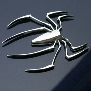 3D Car Spider Chrome Decal Badge Sticker Logo Emblem Silver Car Accessories - Picture 1 of 9