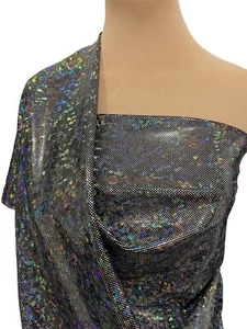 SHATTERED GLASS SPANDEX HOLOGRAM BLACK/SILVER DANCE GYMNASTIC LEOTARD COSTUME - Picture 1 of 3