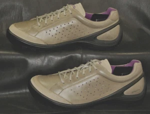 ECCO Biom Grip women's taupe leather w/tan suede trim oxford shoes size EUR 37 - Picture 1 of 6