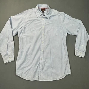 Cremieux Men's Large Striped Long Sleeve 100% Cotton Blue Button Up Shirt - Picture 1 of 16