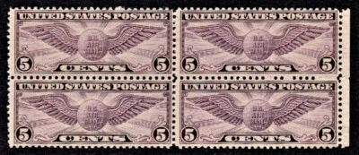 1931 U.S. Classic Airmail 5c Violet "Winged Globe" Blk of 4 Sc#16 M/NH/OG ** - Image 1 of 2