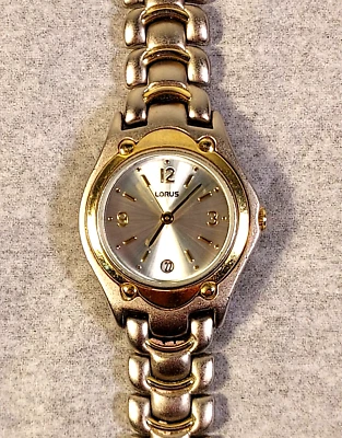 LORUS Ladies Watch Two Tone Bracelet Strap Date New Battery -Works Well - image 1 of 4