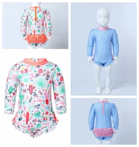 Girls Jumpsuit Floral Leotard Summer Bodysuit Pool Playwear Printed Costume - Picture 1 of 20