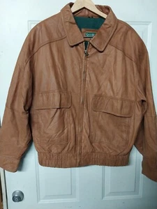 Vintage Savile Row Brown Color  100% Genuine Leather Bomber Jacket Men XL  - Picture 1 of 4
