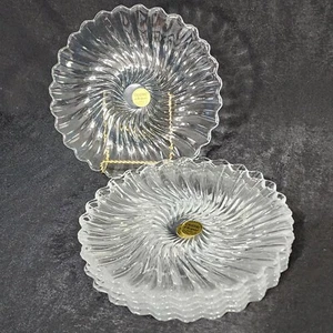 6 Cristal d Arques Clear Crystal Salad Dessert Plates 7" Solei Swirl France - Picture 1 of 12