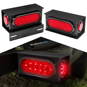 Trailer Lights Welded Mount Steel Boxes Housing Kit W/6 Inch Led Oval Tail Light - Picture 1 of 6