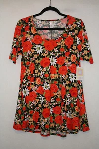 T-shirt LuLaRoe perfetta XS rosso brillante multicolore floreale nuova con etichetta - Foto 1 di 4
