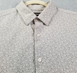 EXPRESS Button Up Short Herren mittelgrau weiß Blumen Kurzarm Stretch Strick - Bild 1 von 9