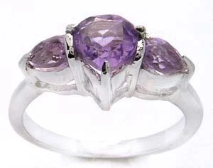 Encantador anillo de plata de ley de 1,50 quilates de amatista natural tamaño 6,75 AR100 Foto 1 de 1