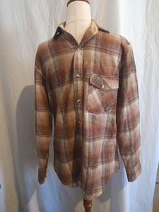 Vintage Wool Country Brown Check Wool Shirt Size Small Made In Korea - Picture 1 of 7