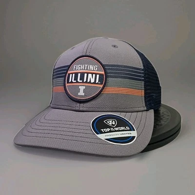 Gorra Illinois Fighting Illini Snapback - TOW - Camionero Gris/Marino - Nueva con Etiquetas - OSFM Foto 1 de 4