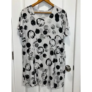 Bryn Walker Medium M Tunic Dress White Black Polka Dot Abstract Print USA Made - Picture 1 of 5