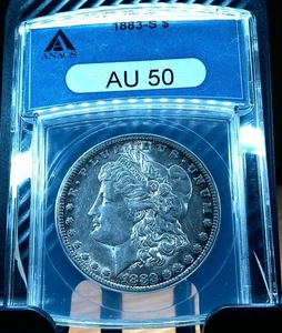 1883 S Morgan Dollar $1 - RARE GEN 7.0 ANACS Holder - Graded AU50 - Great Piece! - Picture 1 of 6