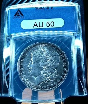 1883 S Morgan Dollar $1 - RARE GEN 7.0 ANACS Holder - Graded AU50 - Great Piece! - Image 1 of 4