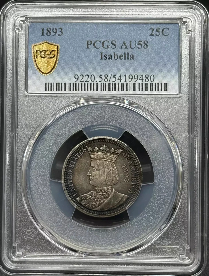 1893 Classic Commemorative Isabella Quarter PCGS AU-58 - Image 1 of 3