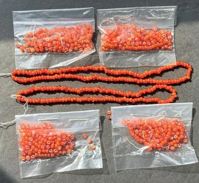 Lote - Cuentas Corazón Blanco Corazones Blancos Naranja Cálido 8/0 - Italia Años 1800 Sin Circular Foto 1 de 4