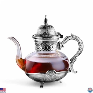 Alisveristime Ottoman Glas & Zamac Teekanne - Silber Tee & Kaffee Wasserkocher (850 ml) - Bild 1 von 7