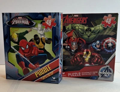 Lot of (2) MARVEL 48-Piece Puzzles - Spiderman & Avengers NIB - Image 1 of 2