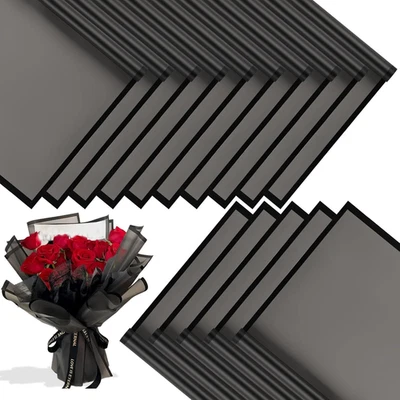 20 hojas de papel de envolver flores - papel de envolver ramo floral impermeable negro Foto 1 de 4