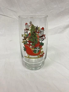 Vintage Coca Cola Santa Sleigh Glass McCrory Stores Christmas Holiday 1980’s - Picture 1 of 6
