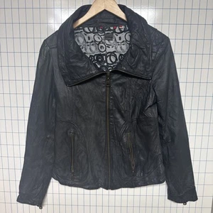 Doma We Love Leather Washed LeatherJacket Women's SZ Medium - Black Asymmetrical - Picture 1 of 11