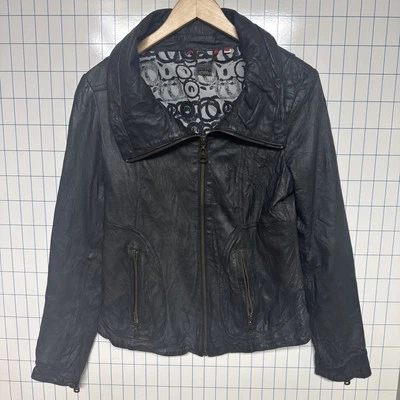 Doma We Love Leather Washed LeatherJacket Women's SZ Medium - Black Asymmetrical - Image 1 of 4