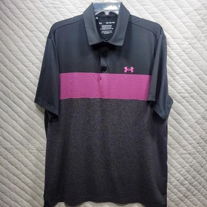 Under Armour The Playoff Polo Golf Shirt Sz XL Loose Color Block Black Pink - Picture 1 of 7