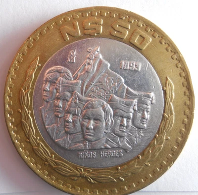 1993 MEXICO 50 PESOS - Excellent Silver Bi-Metal Coin VERY Rare Type - Lot #N17 - Image 1 of 2