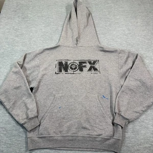 NOFX Felpa con Cappuccio Uomo Piccola Grigio Punk Rock Band Grafica Pullover Felpa Crest Logo - Foto 1 di 7