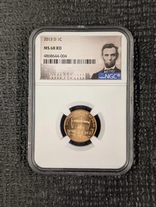 2013 D MS 68 RD Lincoln Shield Cent NGC Population: 39 Greysheet Wholesale $300 - Picture 1 of 4