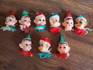 9 Christmas Pixie Elf Hugger Head Tree Light Cover Elves Hair Bell Japan - Picture 1 of 17