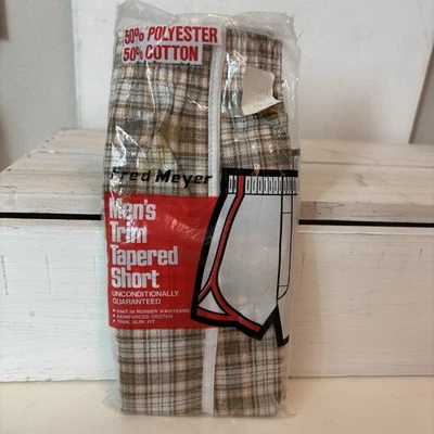 Vintage 80s Men’s Medium 32-34 Track Shorts Tapered Plaid New Old Stock - Image 1 of 4