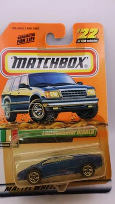MATCHBOX LAMBORGHINI DIABLO AZUL #22 DE 100 VEHÍCULOS ESTRELLAS ITALIANAS DE 1999 NUEVO EN CAJA Foto 1 de 3