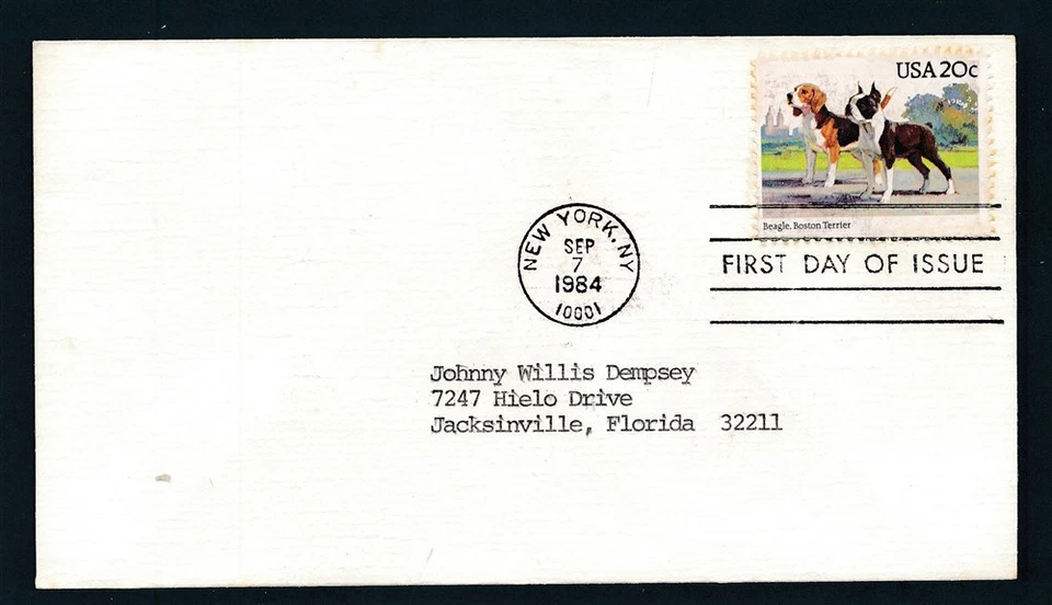 D463069 USA FDC Dogs Beagle Boston Terrier - Image 1 of 1
