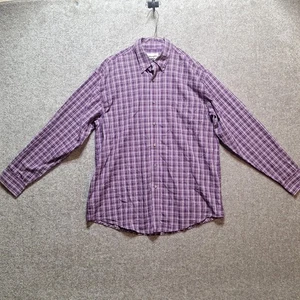 Vintage Wrangler RIATA Purple Plaid Button Up Front Long Sleeve Work Shirt Sz L - Picture 1 of 7
