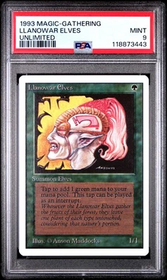 LLANOWAR ELVES Unlimited PSA 9 Vintage MTG [Nostalgium] - Image 1 of 2