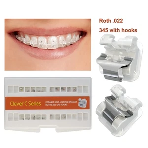 Orthodontic Self Ligating Bracket Ceramic Clear Roth 0.022 345 Hooks 5-5 20pcs - Picture 1 of 21